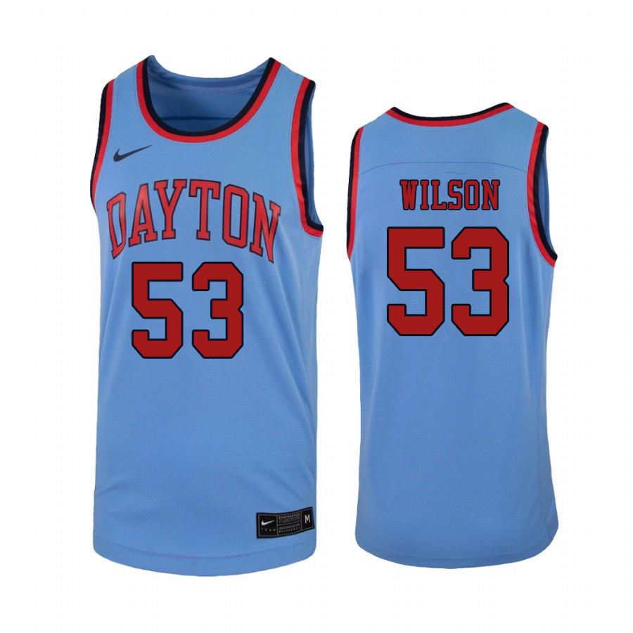 Men #53 Christian Wilson Dayton Flyers College Basketball Jerseys Sale-Light Blue - Click Image to Close